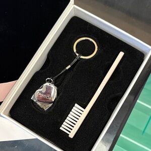 Pandora Gold Keychain and White Comb Set